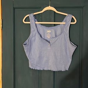 SO Baby blue cropped rib tank top
